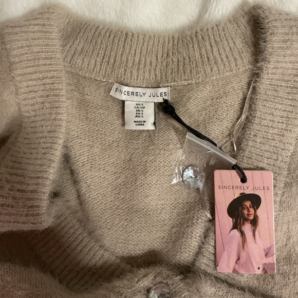 Women's Cream V-Neck Sweater - Picture 8 of 8